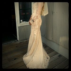 Champagne lace and beads, mermaid wedding dress